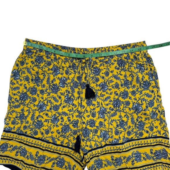 J.JILL Blue Yellow French Provençal Floral Rayon Shorts Medium Womens Pull On - Picture 5 of 7